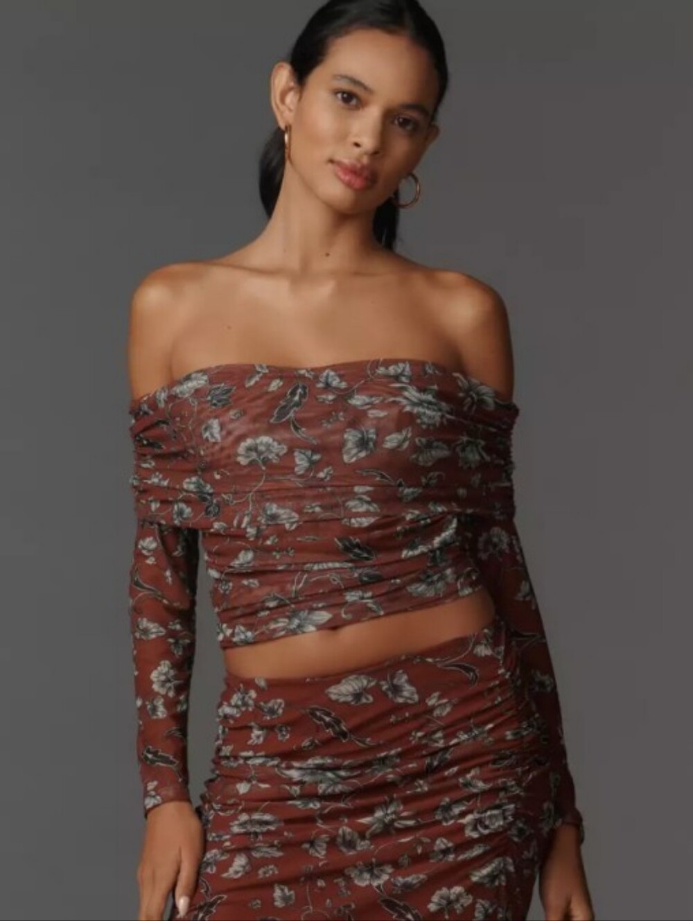 ANTHROPOLOGIE MAEVE aleda mesh off-shoulder top - size medium